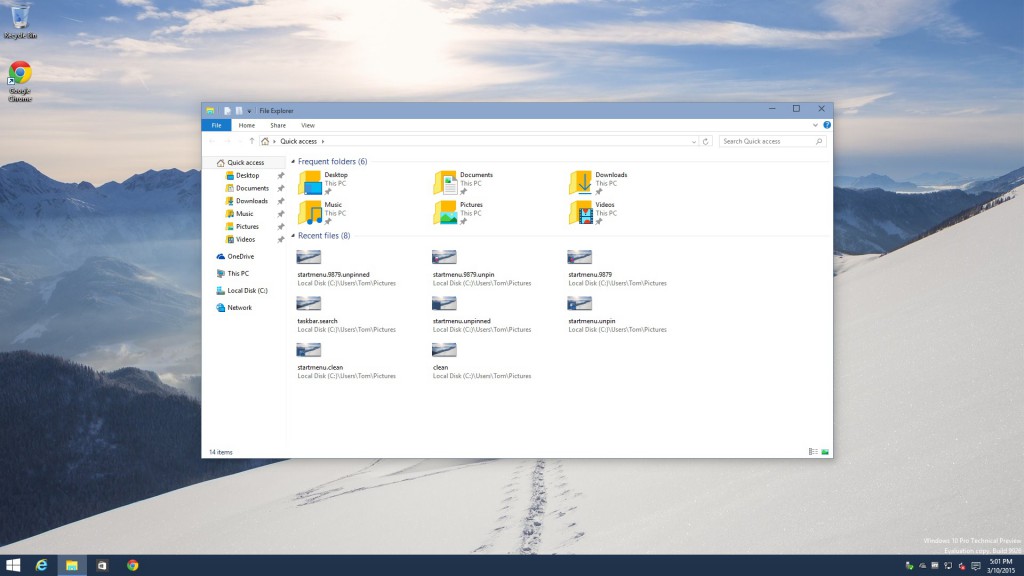 Windows 10 Build 9926 Explorer with OneDrive
